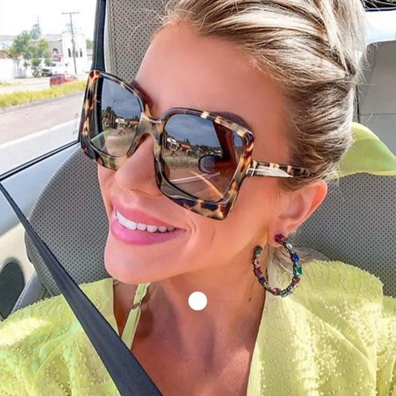 

2020 Popular Sunglasses Women Oversized Square Sunglasses Women's VIntage Leopard Cheap Shades Eyewear