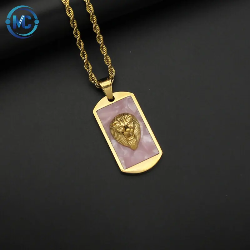 

2021 Fashionable new style gold plated lion head personality pendant stainless steel