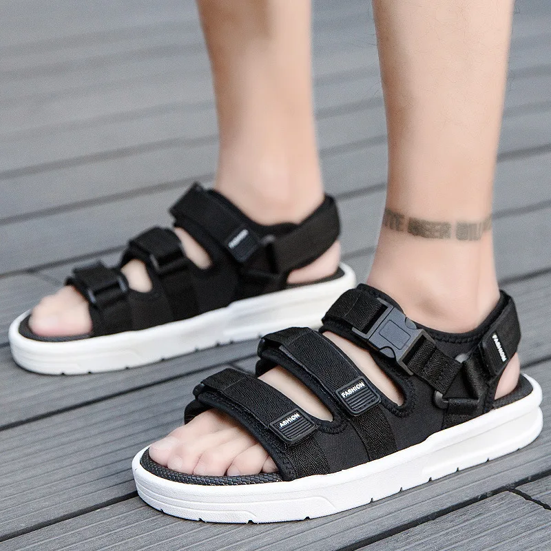 

Summer Large Breathable Anti-Skid Super Fiber Leather Open Toe Men's Flat Sandals Fashion Casual Cool Men Sandals