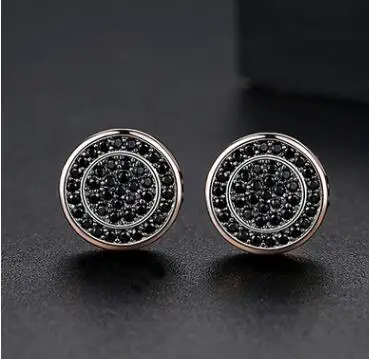 

European And American Cylindrical Men's Earrings Iced Out Copper AAA Full Zircon Hop Jewelry Tide Earrings