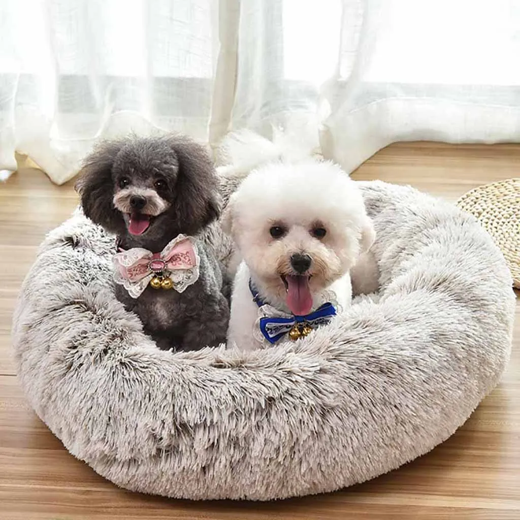 

Pet Bed Dog Round Cat Winter Warm Sleeping Bag Long Plush Soft Dogs Bed Calming Mat Pet Beds