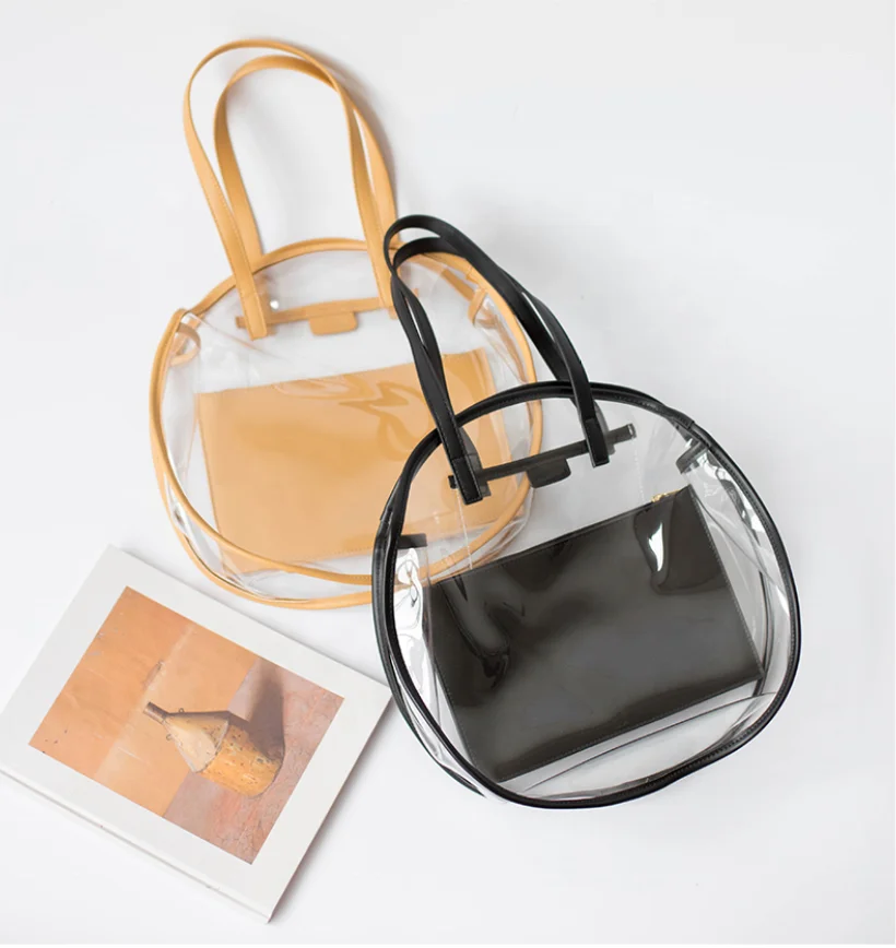 

Top Open Black Zipper Transparent PVC Cosmetic Bag Handle Case Makeup Clear Travel Pouch
