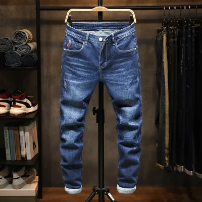 

Hot Selling Men S Slim Straight Leg Stretch Denim Jeans In Black And Blue Fashion