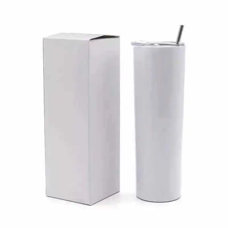 

hot sell sublimation tumbler 20 oz skinny stright cup with sraw in stock, White