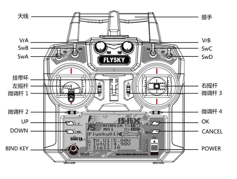 Flysky Remote Control FS-i6X 10CH 2.4GHz AFHDS 2A Transmitter With FS iA6B FS-iA10B FS-X6B Receiver For RC FPV Airplane Drone