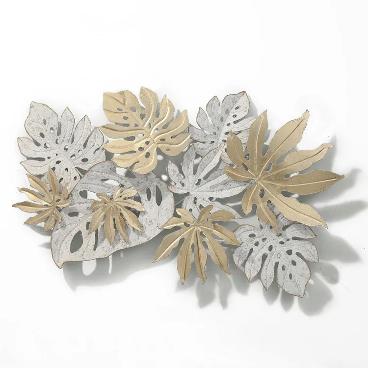 

Nordic Plant Shape 3D Wall Iron Decor Pendant Creative Living Room Wall Iron Crafts Hanging Wall Mount, As photo