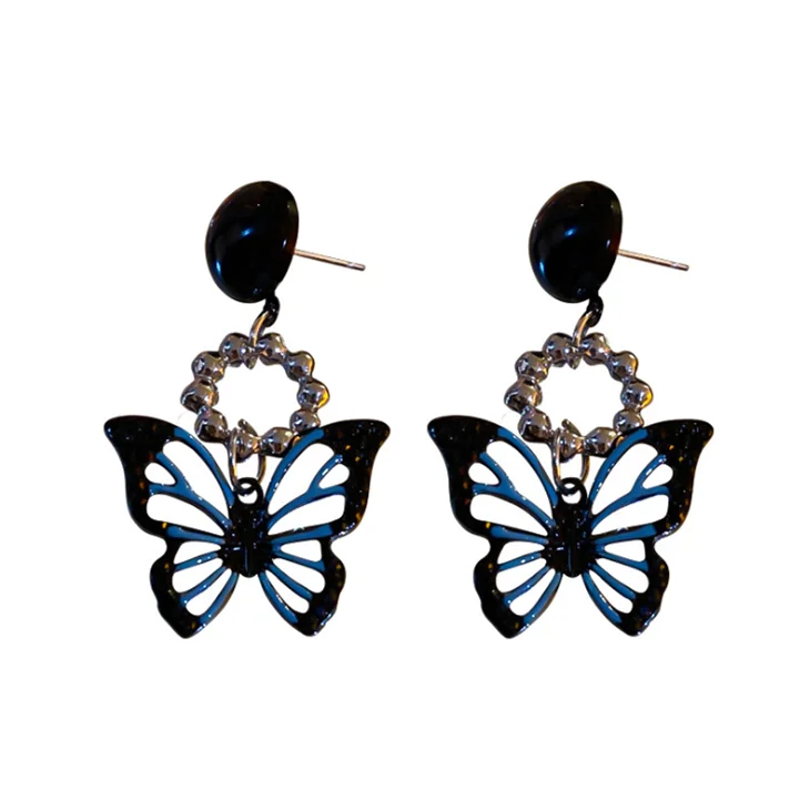 

Fashion Girls Cute Crystal Butterfly Wing Alloy Butterfly Earrings