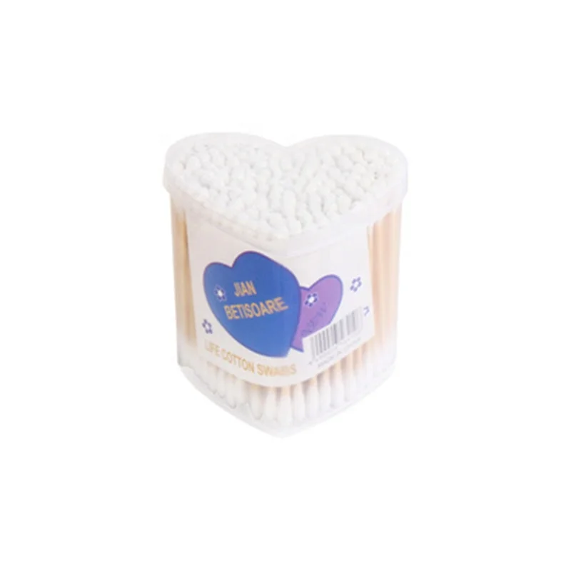 

Double-head Spiral Cotton Bud With Heart Plastic Box, White