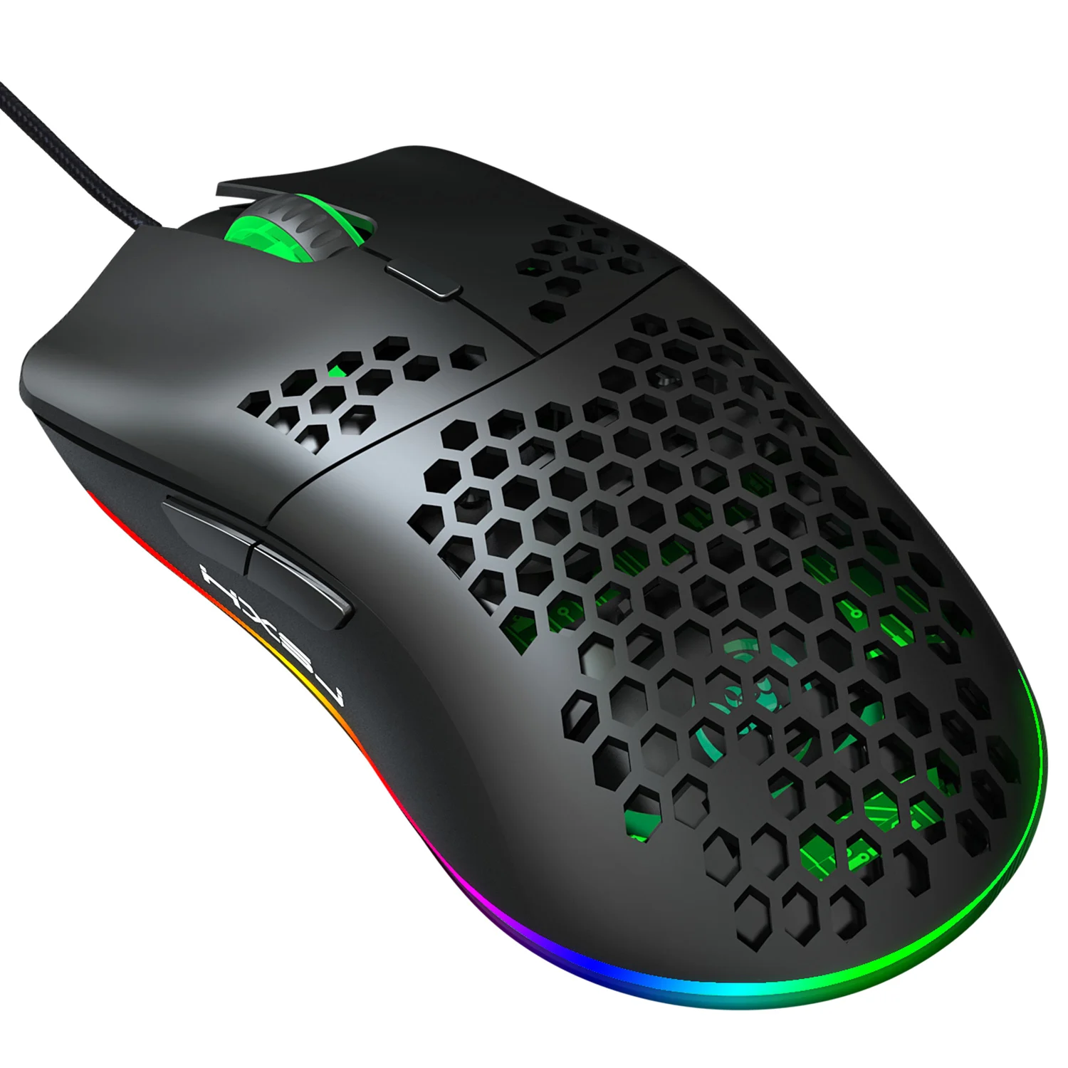 

96G Programmable Gaming Mouse with Lightweight Honeycomb Hollow Shell,6400 DPI Laser Sensor,RGB Rainbow Backlit