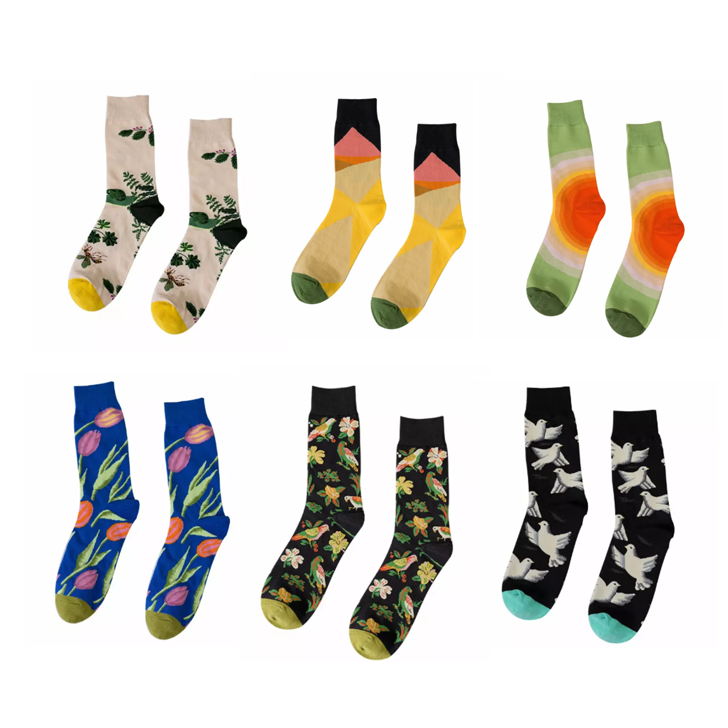 

Online hot selling happy design custom men socks wholesale mismatch crew sock for men, Multi color