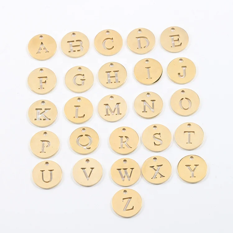 

Mirror Polished Stainless Steel 12mm Hollow alphabet Letter Charms