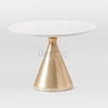 Cheap factory restaurant silhouette pedestal round white marble dining table