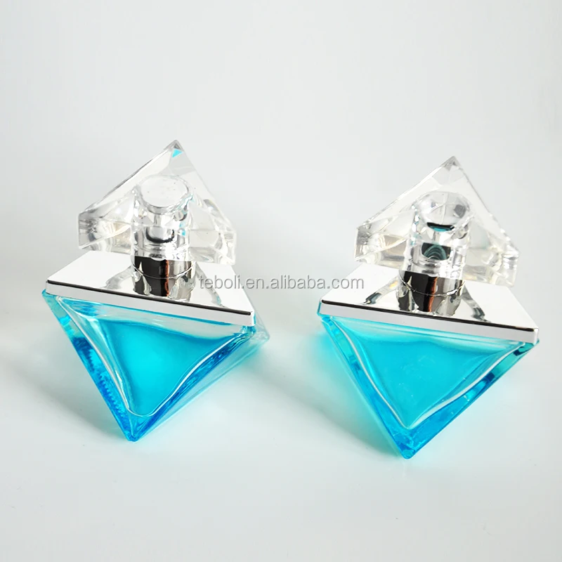 30ml 50ml 100ml Blue Diamond Shape Empty Spray Glass Perfume Bottle