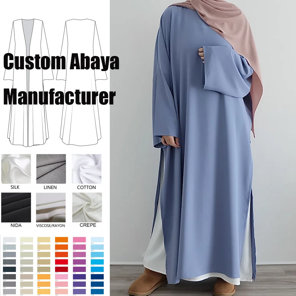 Wholesale Islamic Clothing Modest Abaya Muslim Women Dresses Set 2 Pieces Set Nida Abaya With Sleeveless Slip Dress