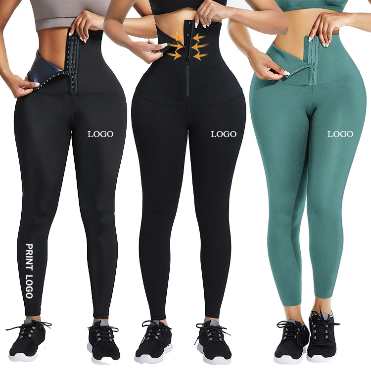 

New Custom Logo Women Fitness Wear High Waist Yoga Pants Adjustable Hooks And Zipper Waist Trainer Leggings