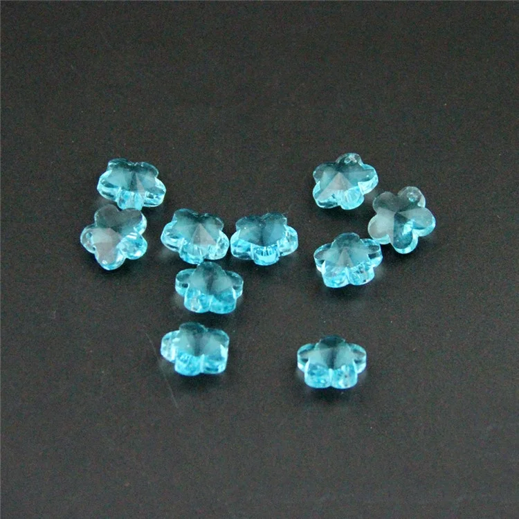 

Wholesales light lake blue 50pcs  flower loose beads in one hole crystal glass parts for Diy Jewerly/Chandelier