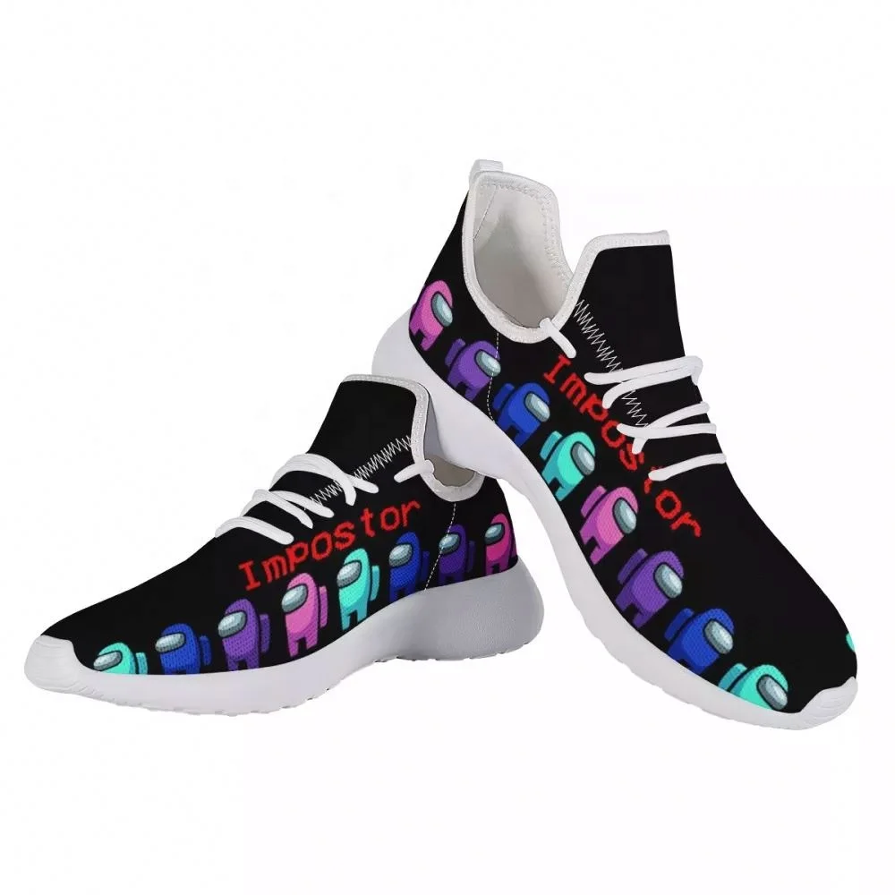 

All Seasons Personality Sneakers Men Anime Amongus Astronaut Print Shoes Boy Breathable Flats Lace Up Walking Mesh Shoes, Customized color
