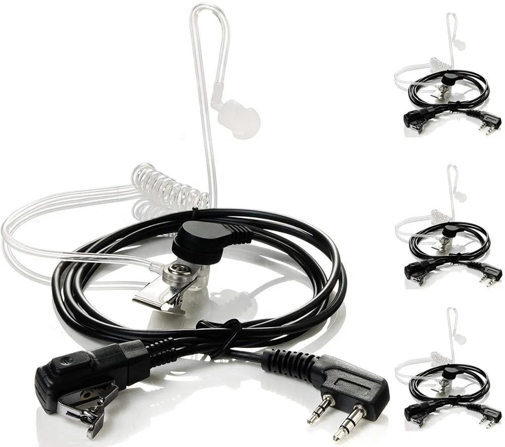 

Waterproof Hands Free Woki Toki Headphones Air Acoustic Tube Earpiece Medium Radio Headset For 888S UV 5R TK3107 RT21 RT22 H-7, Black