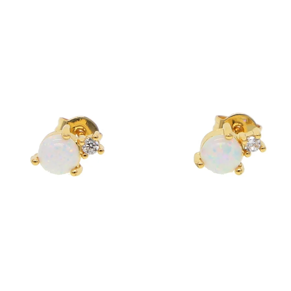 

2021 Best selling NEW Women Fashion Simple Gold Stud Earring Punk Rock Retro Round stone Earring Piercing