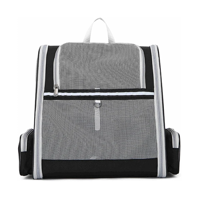 

New Pet Carrier Bag Ventilated Design Collapsible Travel Outdoor Dog Cat Backpack Carrier, Grey, black