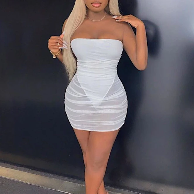 

FS2292D sleeveless mesh dresses Ladies Fashion transparent dress