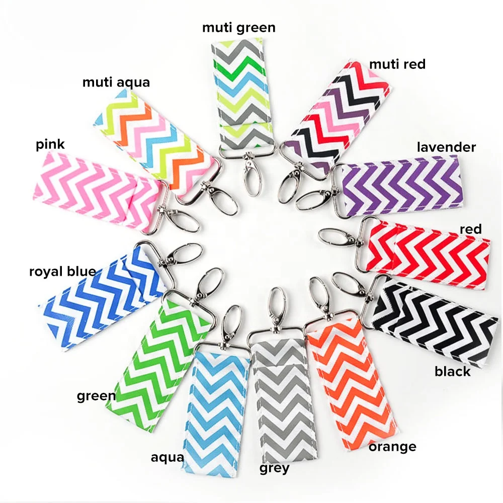 

Chevron Chap stick Holder Polyester Chap stick Key Fob Lipstick Holder Keychain Chevron Lipstick Bag DOM113002, 11 colors