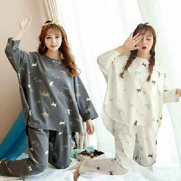 

Baju Tidur Wanita Custom Supplier Fashion Long Sleeved Pajamas For Cotton Gecelik women's sleepwear