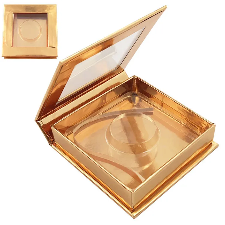 

luxury rose gold eyelash box holographic square eyelash box packaging, Like pic or customized