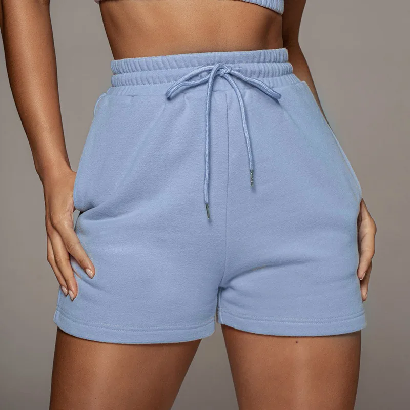 

Wholesale Sweat Shorts Cheap Price Drawstring Waist Blank Cotton French Terry Jogging Wear Workout Shorts Women, Many colors to choice