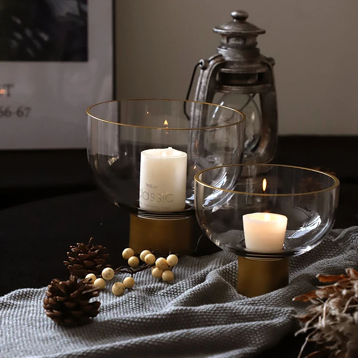 Handmade Clear Borosilicate Glass Jar Cylinder Candle Jar Candle Holder