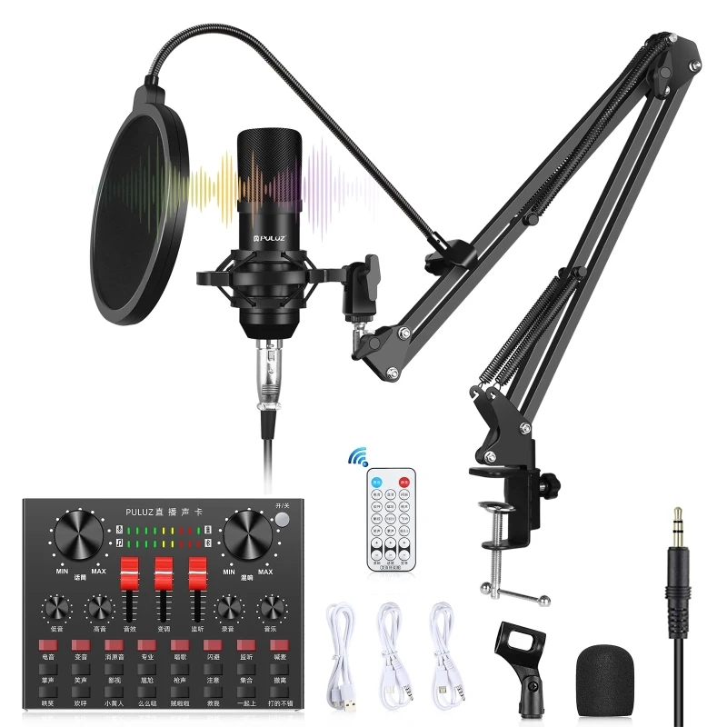 

professional new technologies PULUZ Sound Card Live Broadcast B Sound Mixer Studio Microphone Kits