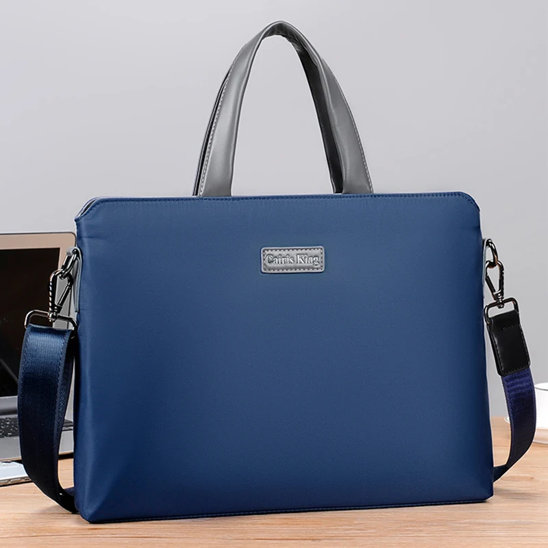 

Men's business briefcase, Oxford textile lightweight handbag, office computer file bag, mass customization logo group, Blue