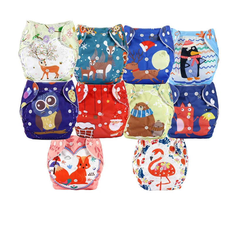 

one row snaps Baby Nappy Baby waterproof diaper newborn training pants diaper children Positioning printing cloth diaper, Multi color