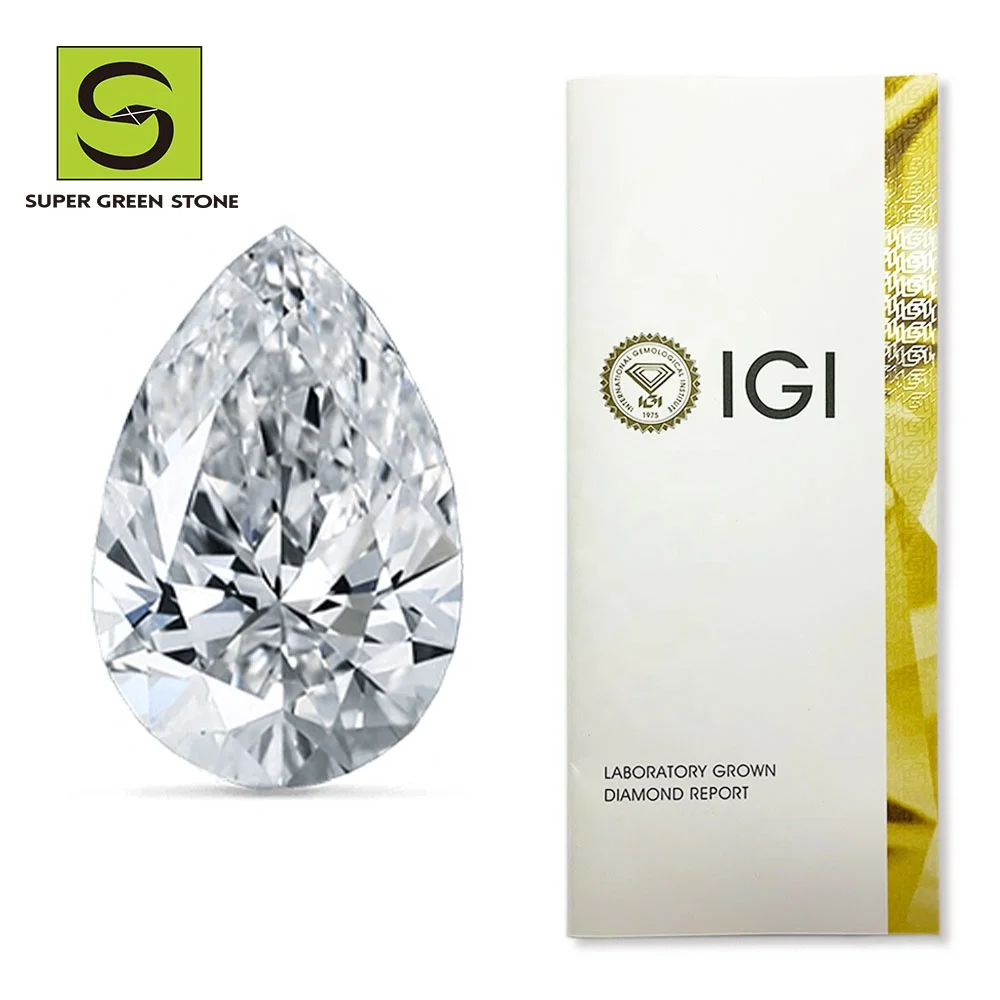 

SuperGS Wholesale IGI Diamant Pear Cut Lab Grown Diamond HPHT CVD Diamond Low Price Synthetic Diamond For Jewelry Sets