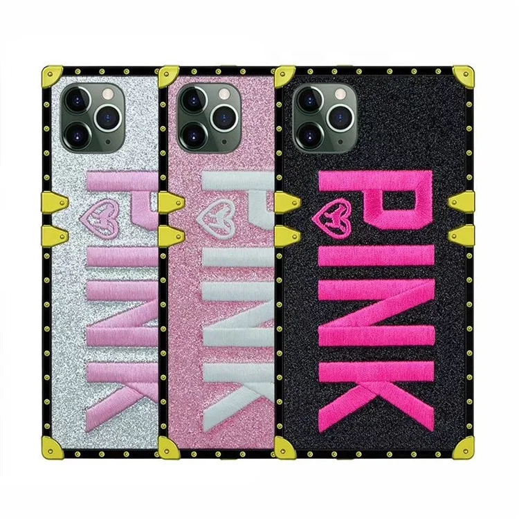 

Square Phone Case for iPhone Bling Phone Case for iPhone 3D Embroidery for iPhone 11 12 Pro Max XR XS MAX 7 8 PLUS