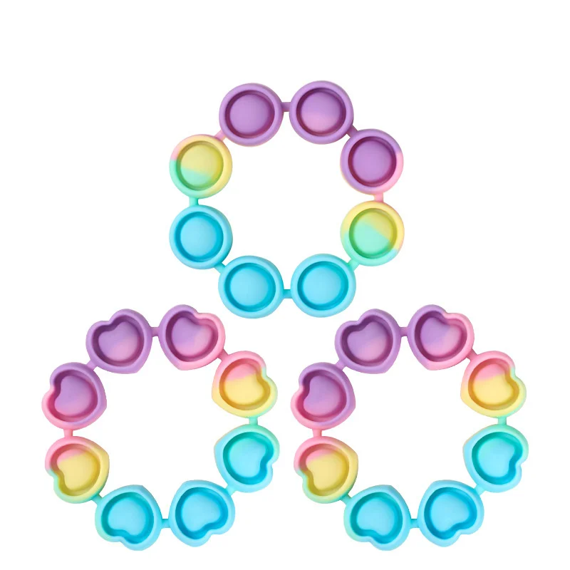

YICAI Relief Wristband Fidget Toys Push Bubble Fidget Hand Finger Silicone Bracelet Toy For Kids Adults Anxiety Pop It Bracelet, Picture show