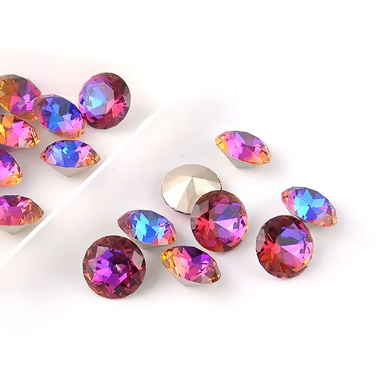 

Jingcan Fashion ab coating Round Point Back K9 Crystal Beads For Jewelry Making