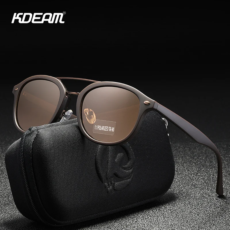 

KDEAM Italy Design UV400 Pilot Round Sunglasses Polarized 2020 TR90 Driving Fishing Sun Glasses