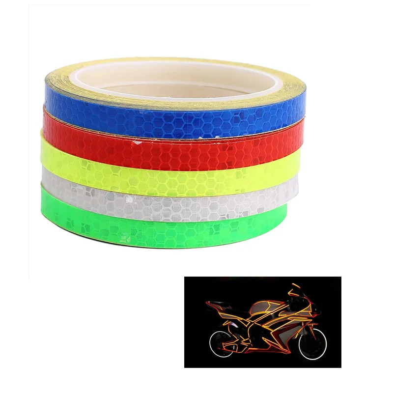 

Safety Warning Film Tape Strip Bike Motorcycle Car Decoration Spoke Stickers High Light PVC Bicycle Reflective Sticker, 5 color