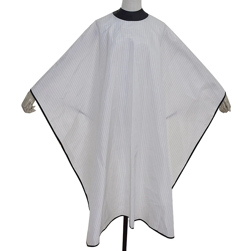 

Barber Capes Polyester Fabric New From China Stripe Customized 160x140cm Bag with button collar, As pic.