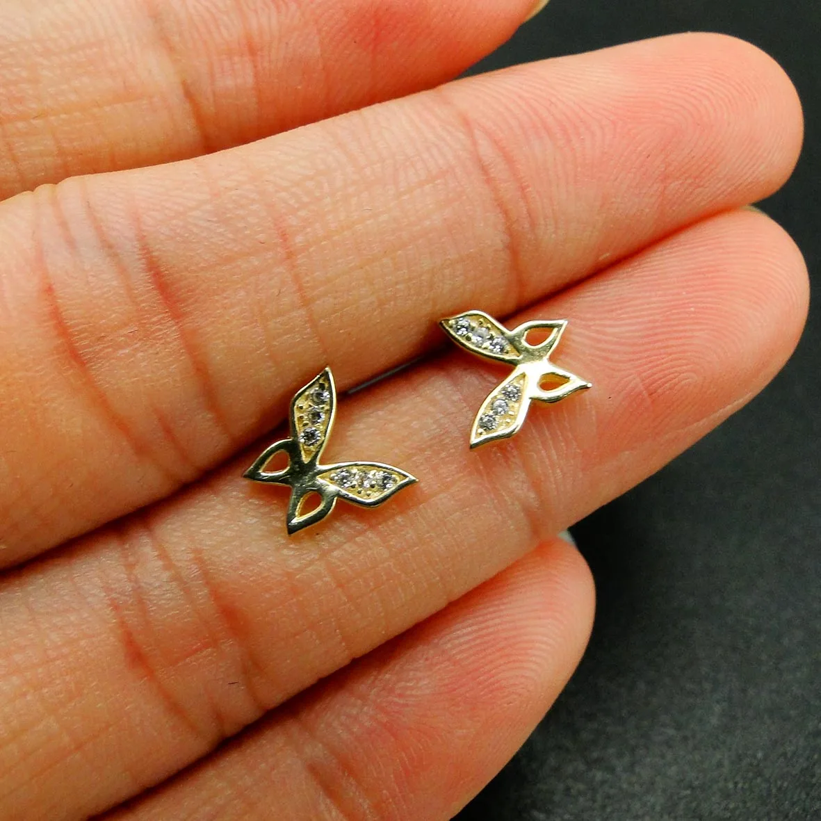 

Dainty Gift Pave Micro CZ Read To Shipping Butterfly Sharp 925 Sterling Silver Stud Earrings