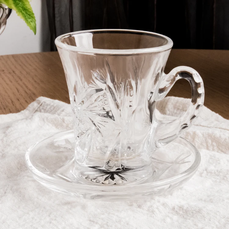 

stocked 4oz glass tea cup gift sets middle east turkish tea cups mugs sunflowers, Transparent clear and golden design