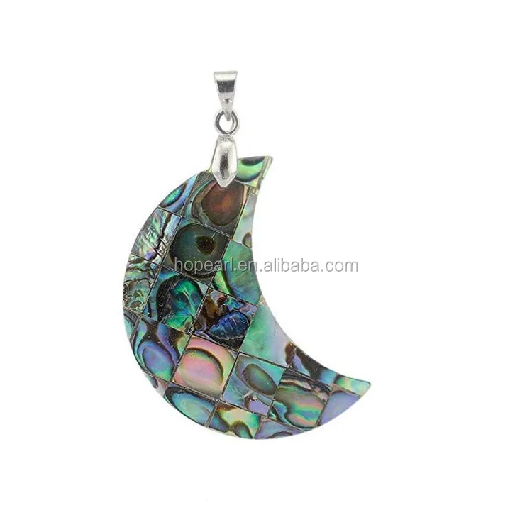 

MOP56 Gift Natural Abalone Shell Jewelry Moon Pendant