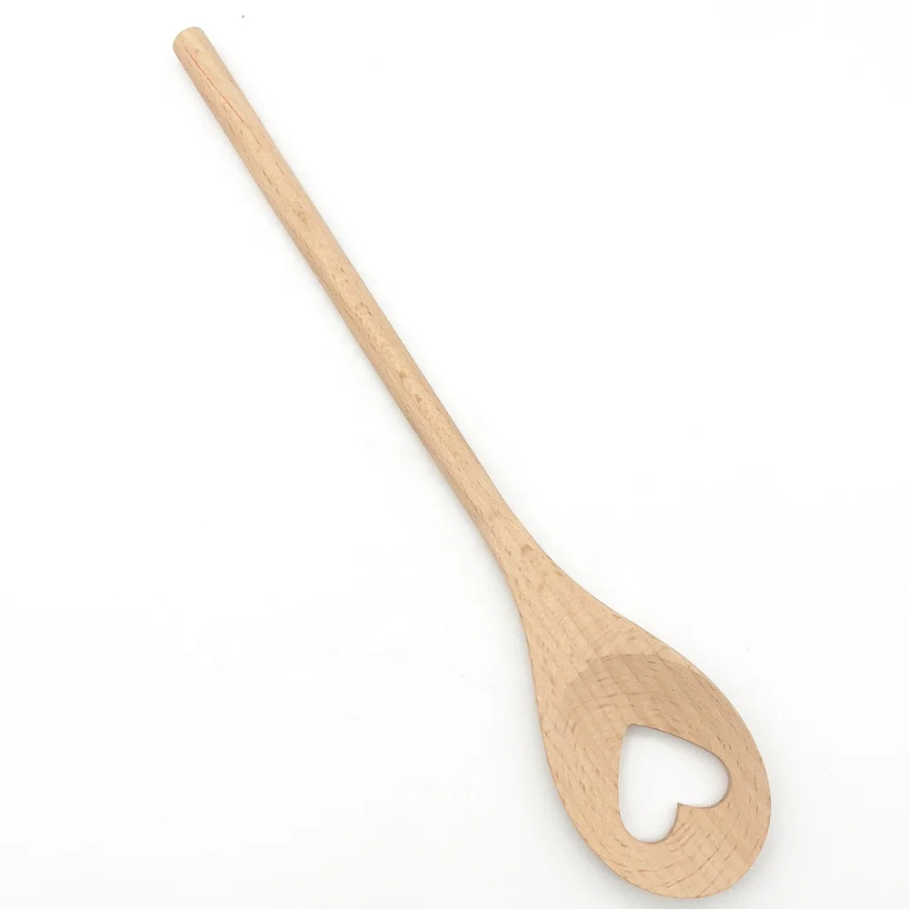 

hot selling beech wooden hollow heart pattern spoon custom design spoon, Natural