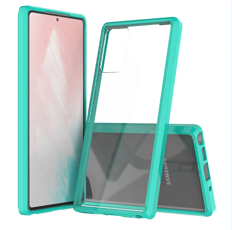 

Factory Wholesale Colorful bumper Shockproof Phone Case Transparent TPU Acrylic Mobile Back Cover For Samsung galaxy note 20, Multi-color, can be customized