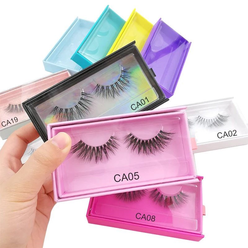 

Own brand free packaging samples wholesale natural style 3d mink lashes invisible clear transparent plastic band eyelashes, Natural black