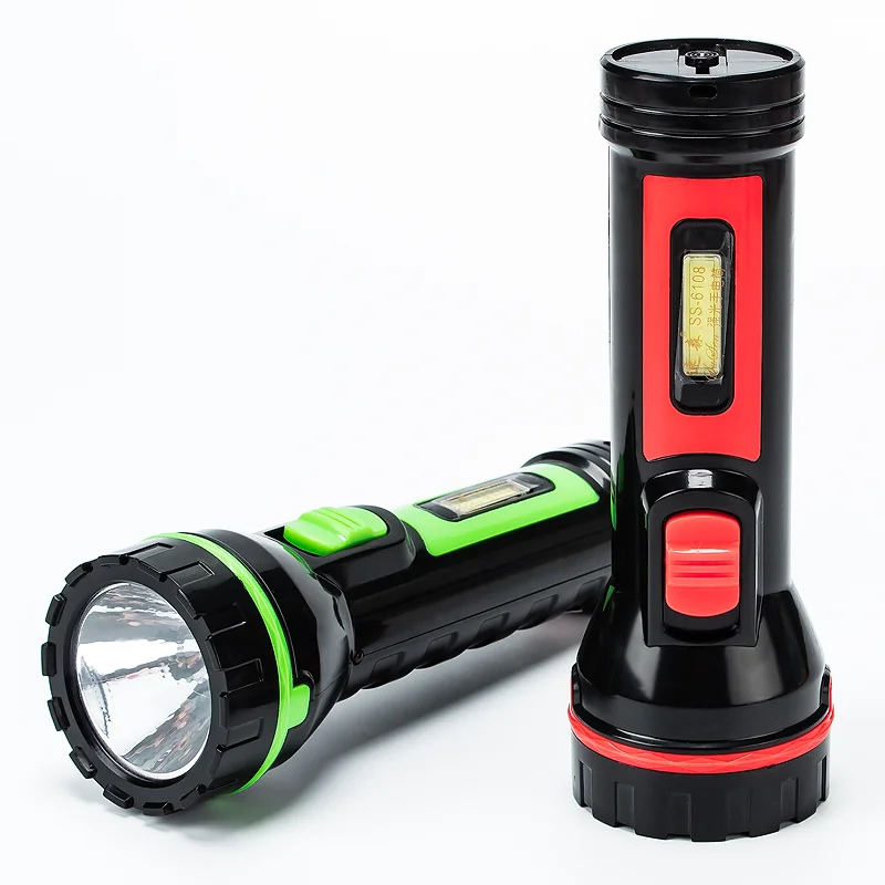 LED rechargeable flashlight rechargeable battery built in plug with cob side light high brightness hand torch