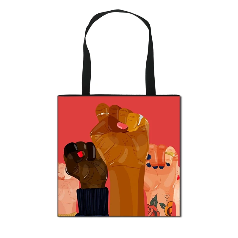 

NO RACISM Tote Bag Black Lives Matter Handbag Large Capacity Storage Bags Foldable Easy To Carry Shopping Bag