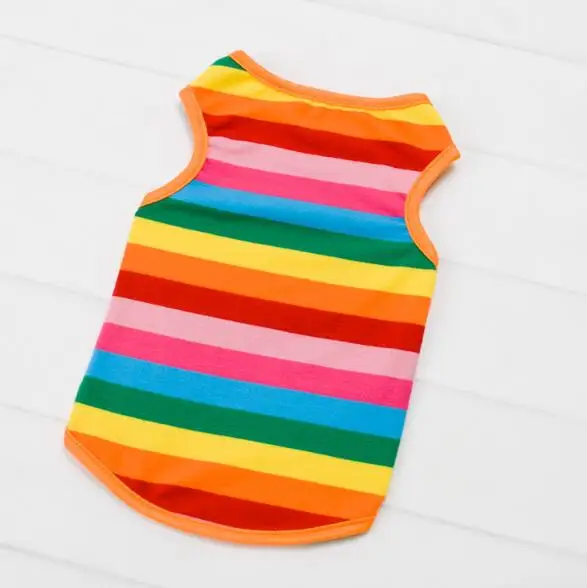 

Dropshipping Stripe Design Summer Pet Vest Breathable Cotton Sleeveless T-Shirt Clothes Summer Dog T Shirt