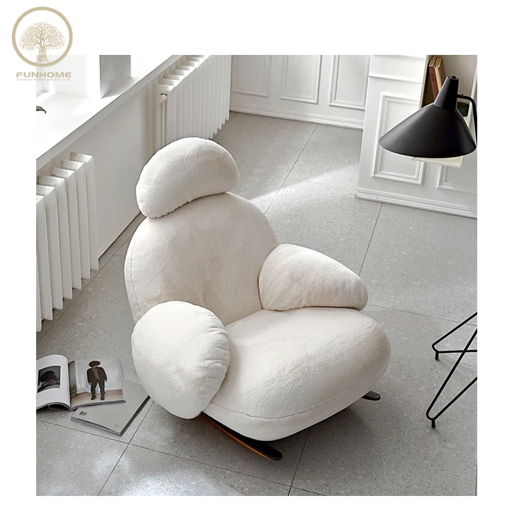 

lovely white velvet chairs wood legs rocking chair single sofa chair with the headrest for living room